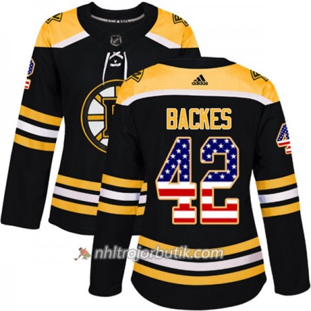 Dame Ishockey Boston Bruins Tröja David Backes 42 Adidas 2017-2018 Svart USA Flag Fashion Authentic